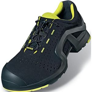 Uvex 1 x-tended Support halfhoge veiligheidsschoenen S1 P SRC, werkschoenen voor dames en heren, zwart/limoen, zwart lime, 44 EU