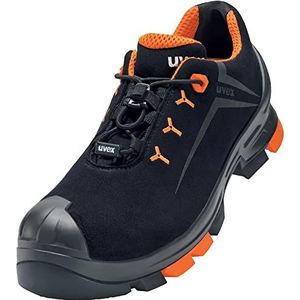 Uvex 2 lage schoenen, veiligheidsschoenen S3 SRC, werkschoenen voor dames en heren, zwart/oranje, breedte 11/normaal, maat 38