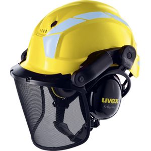 UVEX Schutzhelm pheos forestry 9774 kurzer Schirm, Drehrad, gelb