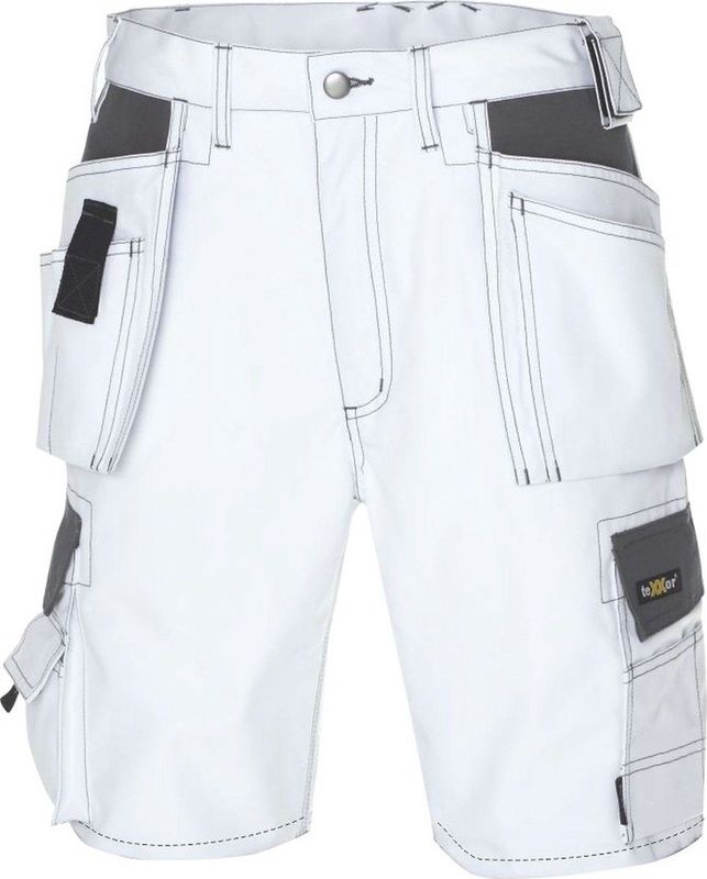 teXXor - Bermuda - Korte Werkbroek - Wit/Grijs - 65% Polyester, 35% Katoen, 8 Zakken