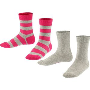 FALKE - Happy Stripe - Kindersokken - Grijs - 2-Pack van Katoen