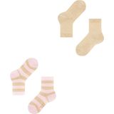 FALKE - Happy Stripe - Kindersokken - Beige - 2-Pack van duurzaam katoen