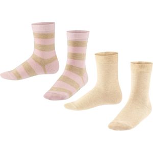FALKE - Happy Stripe - Kindersokken - Beige - 2-Pack van duurzaam katoen