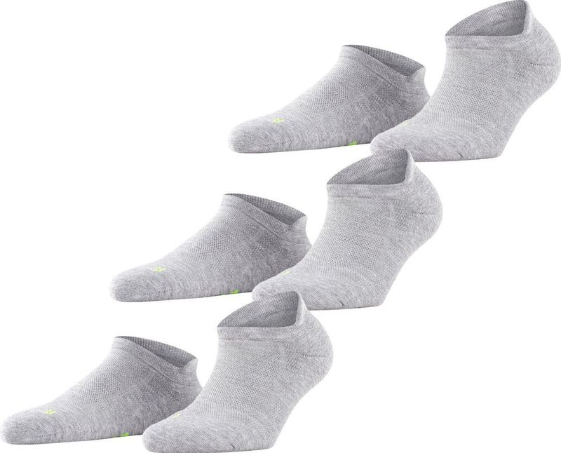 FALKE Cool Kick 3-Pack kort eenkleurig functioneel materiaal multipack sneakersokken enkelsokken unisex grijs - maat 46-48