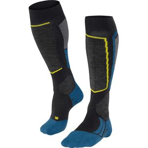 FALKE SK2 Skisokken anti blaren, medium padding merinowol wintersportsokken heren zwart - Maat 44-45