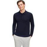 FALKE - Heren Polo Shirt - Blauw - 100% Peruaans Pimakatoen - 280 g/m²