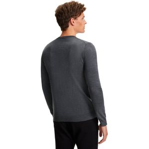 FALKE Basic Crew Neck Wool elegante klassieker wol trui heren grijs - maat L