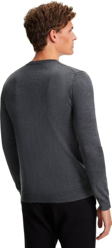 FALKE Basic Crew Neck Wool elegante klassieker wol trui heren grijs - maat L