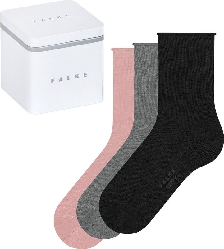 FALKE Giftbox Happy Sokken - set van 3 Roze/Grijs/Zwart