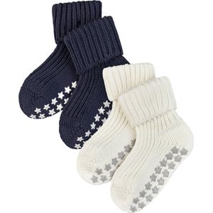 FALKE Cotton Catspads 2-Pack antislip noppen katoen multipack huissokken babysokjes meisjes jongens veelkleurig - Maat 74-80