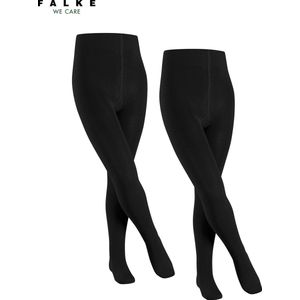 FALKE Family 2-Pack dun eenkleurig katoen multipack panty kinderen zwart - maat 80-92