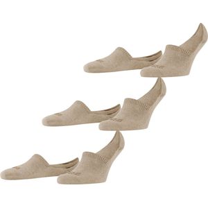 FALKE Step High Cut 3-Pack onzichtbare antislip duurzaam katoen multipack footies heren beige - Maat 43-46