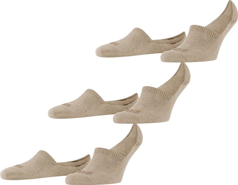 FALKE Step High Cut 3-Pack onzichtbare antislip duurzaam katoen multipack footies heren beige - Maat 43-46