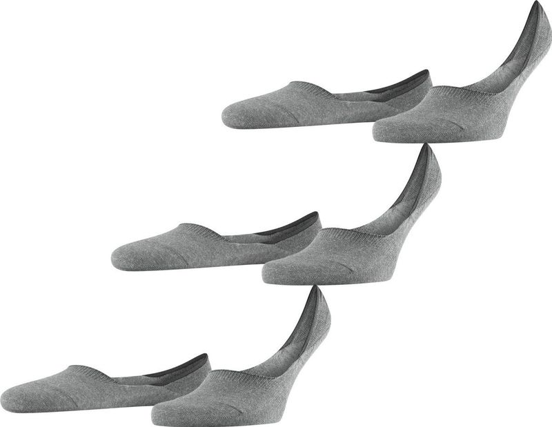 FALKE Step Medium Cut 3-Pack onzichtbare antislip duurzaam katoen multipack footies heren grijs - Maat 39-40