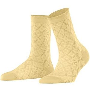 FALKE Sokken Argyle Charm katoen dames halfhoog met patroon 1 paar, Geel (Mimosa 1025), 37-38 EU