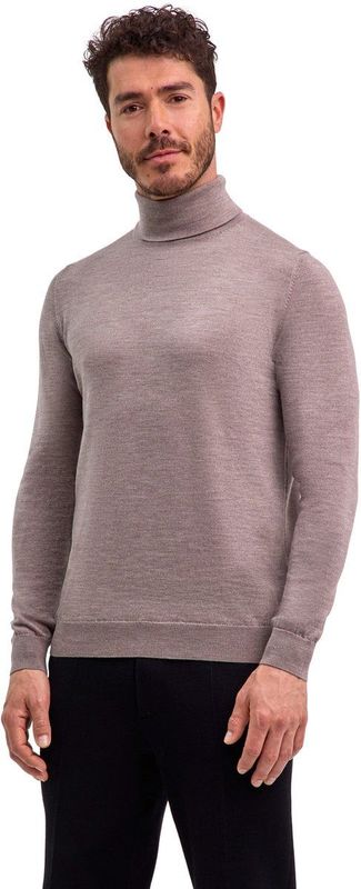 FALKE Basic New Merino Crew Neck elegante klassieker wol trui heren beige - maat S