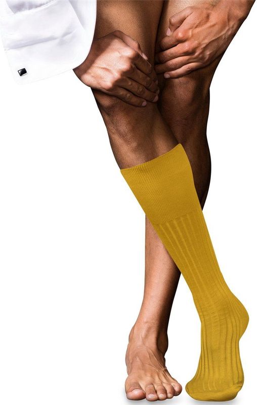 FALKE - No. 13 - Kniekousen - Geel - Gemaakt van Hoogwaardig Egyptisch Piuma Katoen