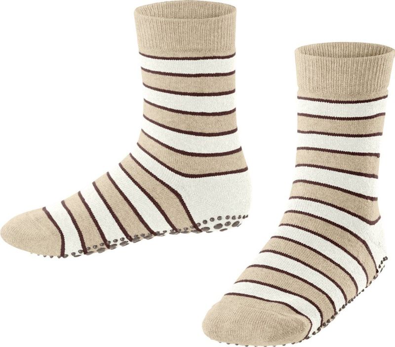 FALKE - Simple Stripes - Stopper Sokken - Beige Sand Melange - 1 Paar