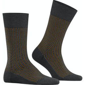 FALKE - Uptown Tie - Heren Sokken - Grijs Anthracite Melange - 1 Paar
