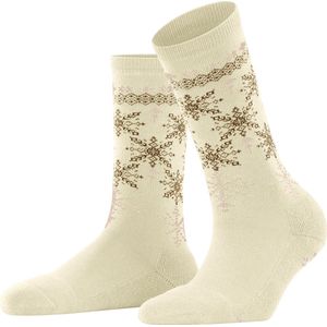 FALKE Joy Pad dames duurzame biologische katoen wol ademend warm halfhoog met patroon 1 paar pantoffelsokken, crèmekleurig (crème 2050), 35-38