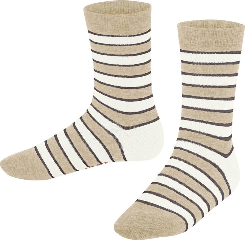 FALKE - Simple Stripes K - Sokken - Beige Sand Melange - 1 paar