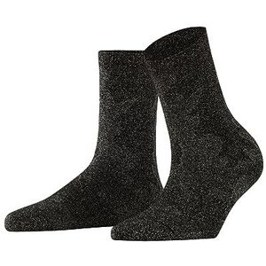 FALKE Fenstive Canvas sokken voor dames, zacht, ademend, dun patroon, 1 paar, zwart (zwart/zilver 3103), 38 EU