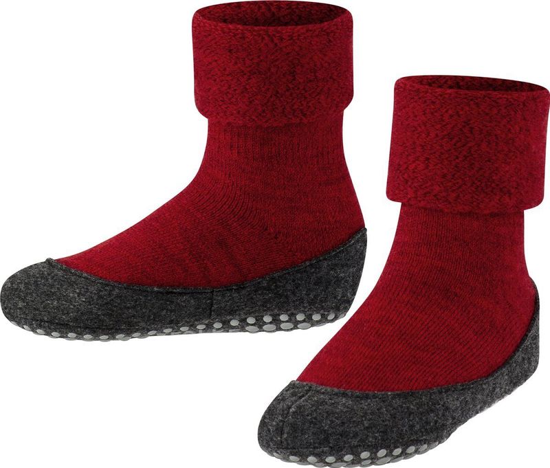 FALKE Cosyshoe Minis K HP wol noppen op de zool, 1 paar pantoffelsok, uniseks, kinderen, 1 stuk, Rood (Fire 8150)