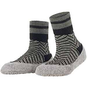 FALKE Dames Cosyshoe Herringbone scheerwol lang met patroon met anti-slip noppen gestreept 1 paar pantoffels sokken, zwart (zwart 3000), 39-40