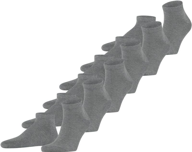 FALKE Happy 6-Pack Sneakersokken - Zwart Grijs - Katoen - Versterkt