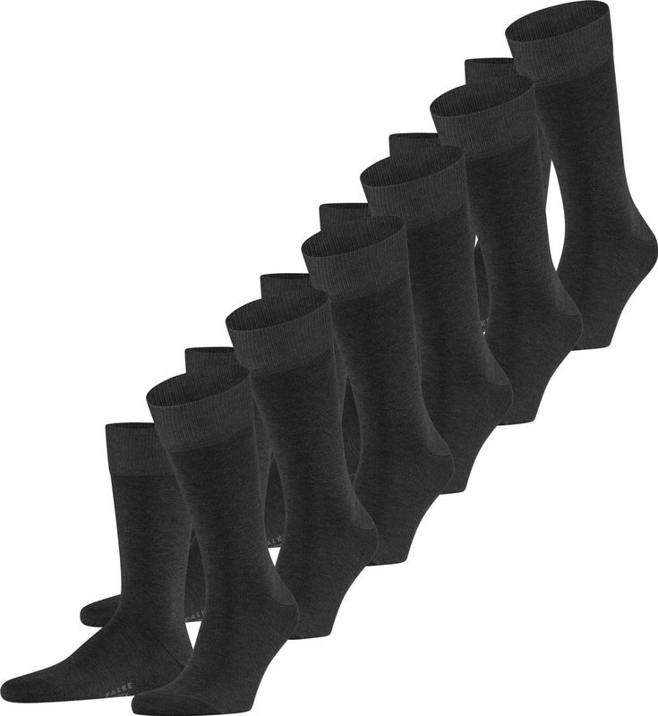 FALKE Happy 6 Pack katoen multipack sokken heren grijs