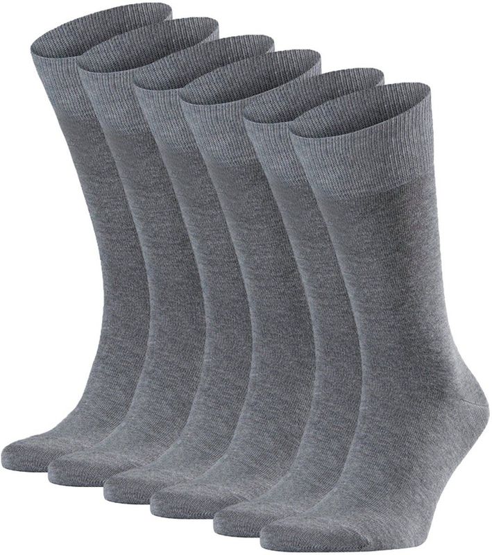 FALKE - Happy 6-Pack - Herensokken - Grijs - Katoen - Multipack 6 Paren