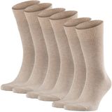 FALKE - Happy Multipack - Herensokken - Beige Sand Melange - Katoen - 6 Paar