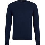 FALKE Basic Crew Neck Wool elegante klassieker wol trui heren blauw - maat S