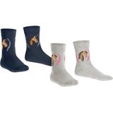 FALKE - Horse - Kniekousen - Multicolor - 2-Pack van Huidvriendelijk Katoen