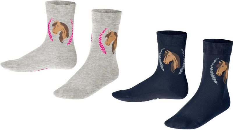 FALKE - Horse - Kniekousen - Multicolor - 2-Pack van Huidvriendelijk Katoen