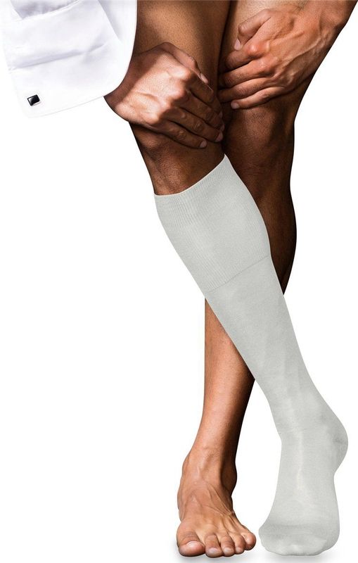 FALKE Kniekousen No. 4 - Wit - Zijde - 1 Paar