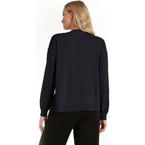 FALKE Basic New Merino Cardigan zacht elegante wol cardigan dames blauw - maat L
