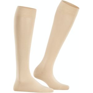 FALKE - Cotton Touch - Kniekousen - Beige - Effen - 1 Paar