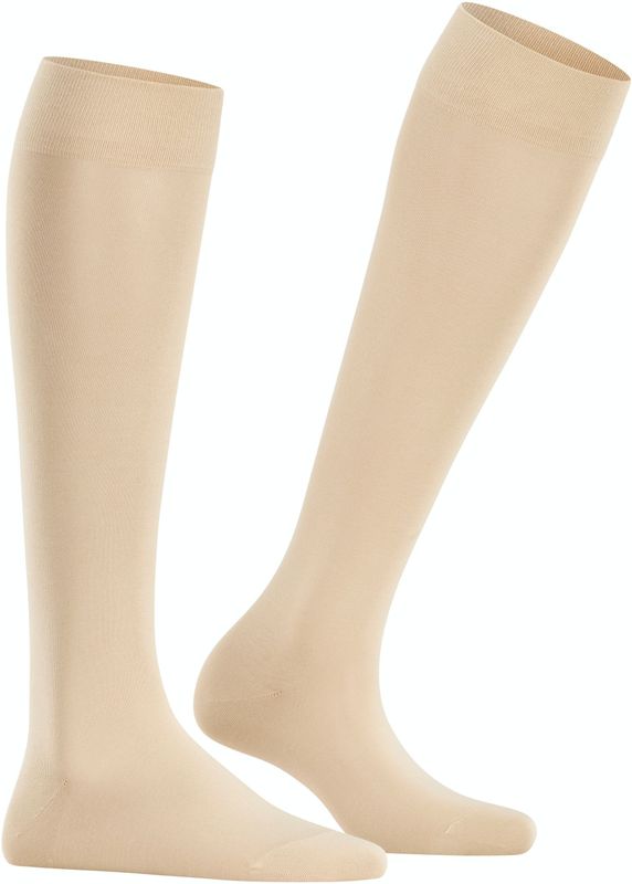 FALKE - Cotton Touch - Kniekousen - Beige - Effen - 1 Paar