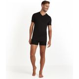 FALKE - Daily Natural V-Neck - Ademend Katoen Top - Zwart