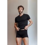 FALKE - Daily Natural V-Neck - Ademend Katoen Top - Zwart