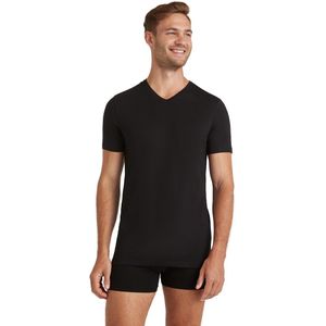 FALKE - Daily Natural V-Neck - Ademend Katoen Top - Zwart