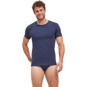 FALKE - Daily Comfort - T-shirt - Donkerblauw - 2-pack van Fijn Egyptisch Katoen