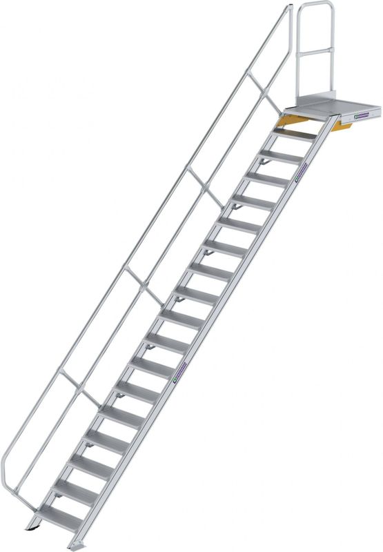 MUNK Treppe mit Plattform 45° inkl. einen Handlauf, 600mm Stufenbreite, 18 Stufen
