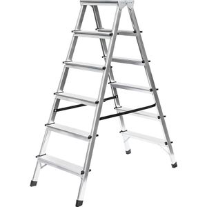 Aluminium staande ladder, tweezijdig oploopbaar EUROKRAFTbasic