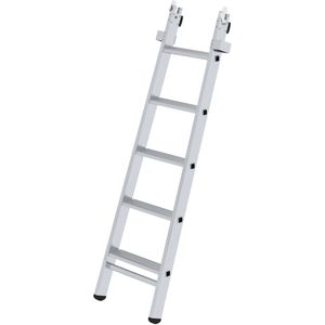MUNK Stufen-Glasreinigerleiter mit nivello-Traverse, 5-stufiges Mittelteil