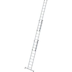 MUNK Aanlegladder, in hoogte verstelbaar, schuifladder, 3-delig met nivello®-stabiliteitsbalk, 3 x 10 sporten