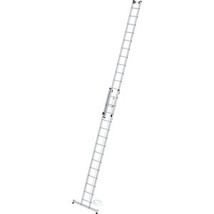 MUNK Aanlegladder, in hoogte verstelbaar, optrekladder, 2-delig met nivello®-stabiliteitsbalk, 2 x 14 sporten