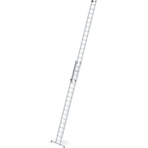 MUNK Aanlegladder, in hoogte verstelbaar, optrekladder, 2-delig met nivello®-stabiliteitsbalk, 2 x 18 sporten
