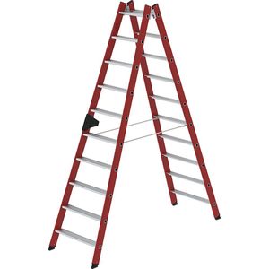 MUNK Kunststof ladder, met geprofileerde aluminium treden, 2 x 10 treden